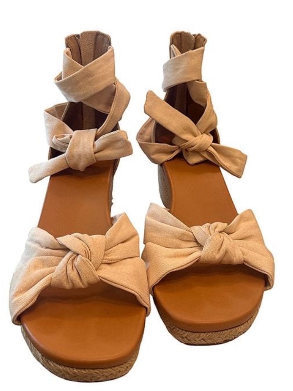 UGG Beige Knotted Espadrille Wedge Sandals